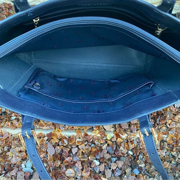 Tory Burch Navy Blue Saffiano Leather Tote Bag - Picture 9 of 10